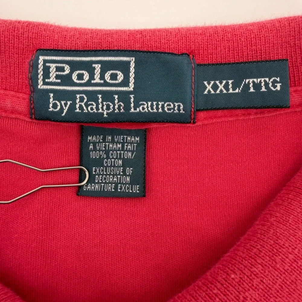 Polo Ralph Lauren Polo Shirt Mens XXL Red Short Sleeve Blue Pony Cotton Pique
